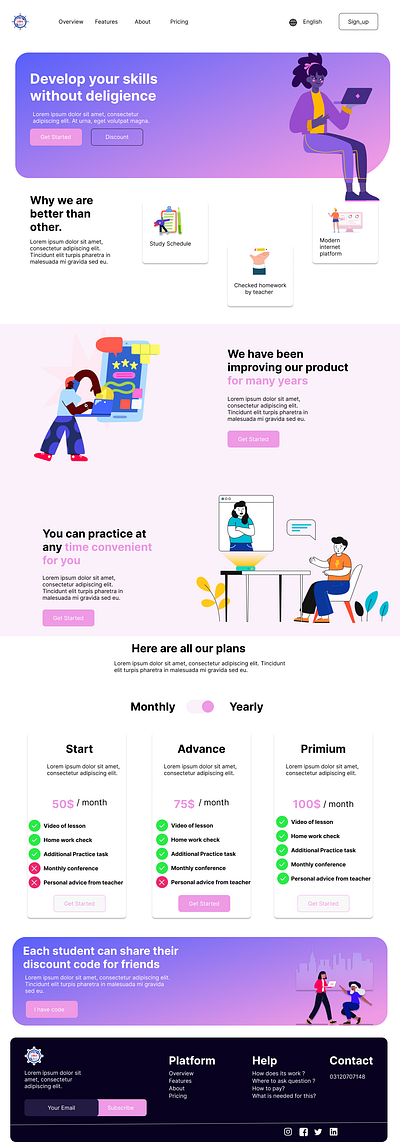 Landing Page of UMA company animation branding ui