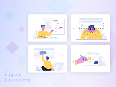 illustrations of Airgram app branding design graphic design illustration ui