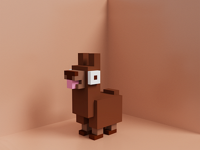 Sheep Voxel art - Freebie 3d 3dart animal art brown designer illustration minimal pixel red render sheep voxel