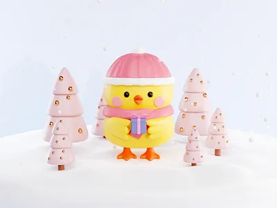 Сhristmas Сhick 3d 3d art 3d character 3d illustration art blender character chick christmas cute illustration new year