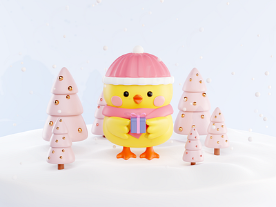 Сhristmas Сhick 3d 3d art 3d character 3d illustration art blender character chick christmas cute illustration new year