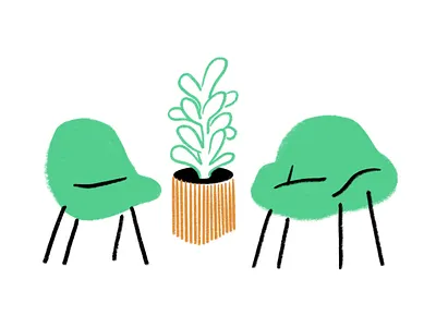 Between Two Chairs 🪑🌿🪑 chairs design doodle fern funny illo illustration lol sketch