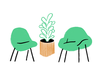 Between Two Chairs 🪑🌿🪑 chairs design doodle fern funny illo illustration lol sketch