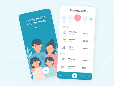 Health App - Interface Design (Mobile) adobe xd app flow clean ui design family figma health health app illustration logo product design simple design ui wellness