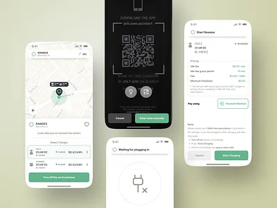 JOLT - EV Fast Charging Network App UI Design android app camera app car app car charge car network charging station design electric vehicle ev ios map mobile app qr code scan tesla ui ux