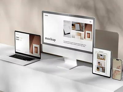 Multi Device Mockup 3d abstract app design clean design device display gadget graphic design ios landing page landingpage mockup multi devices product design realistic simple smartphone ui uxdesign