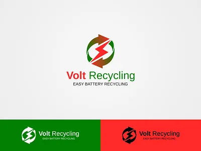Volt Recycling Logos argrafis battery branding design energy green logo modern professional recycle red simple typography vector volt voltage wordmark