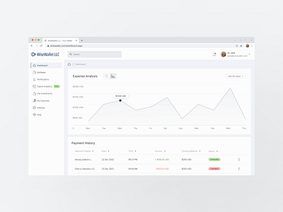 WiseWallet - Dashboard admin admin interface admin panel admin ui analytics chart clean dashboard dashboard design data design graph minimal saas saas design stats ui ux web website