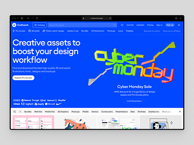Cyber Monday Sale assets branding components craftwork cyber monday design design system discount figma illustration landing logo packs sale ui vector web website