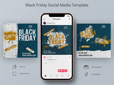 Black Friday Social Media Template banner banner design banner inspiration black friday design black friday graphic design design flyer design graphic design instagram instagram design instagram post design instagram template social media banner social media template