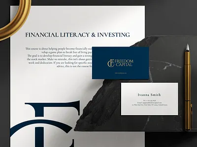 Financial academy logo and brand identity design graphic typography