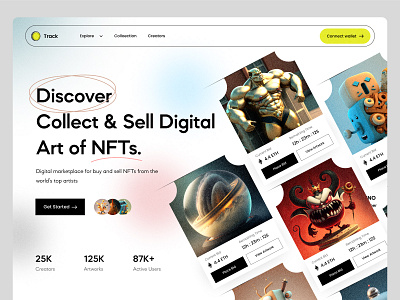 NFT Marketplace - Web design blockchain crypto cryptocurrency digital marketplace digital nft graphic design marketplace nft nft marketplace nftsui nftwebapp nftwebsite sell nfts token ui webapp website websitedesign websiteui worlds top nfts