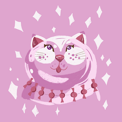 A pink cat candy cat characterdesign design digitalart graphic design illustration pink procreate