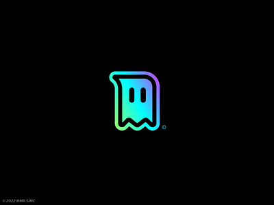 Ghost #5 | Logo Design badge cute geometric ghost gradients holographic icon logo design mark soft sticker
