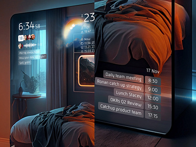 Smart Mirror - Dribbble Challenge bedroom clock concept design gesture interface mirror smart surface ux weather