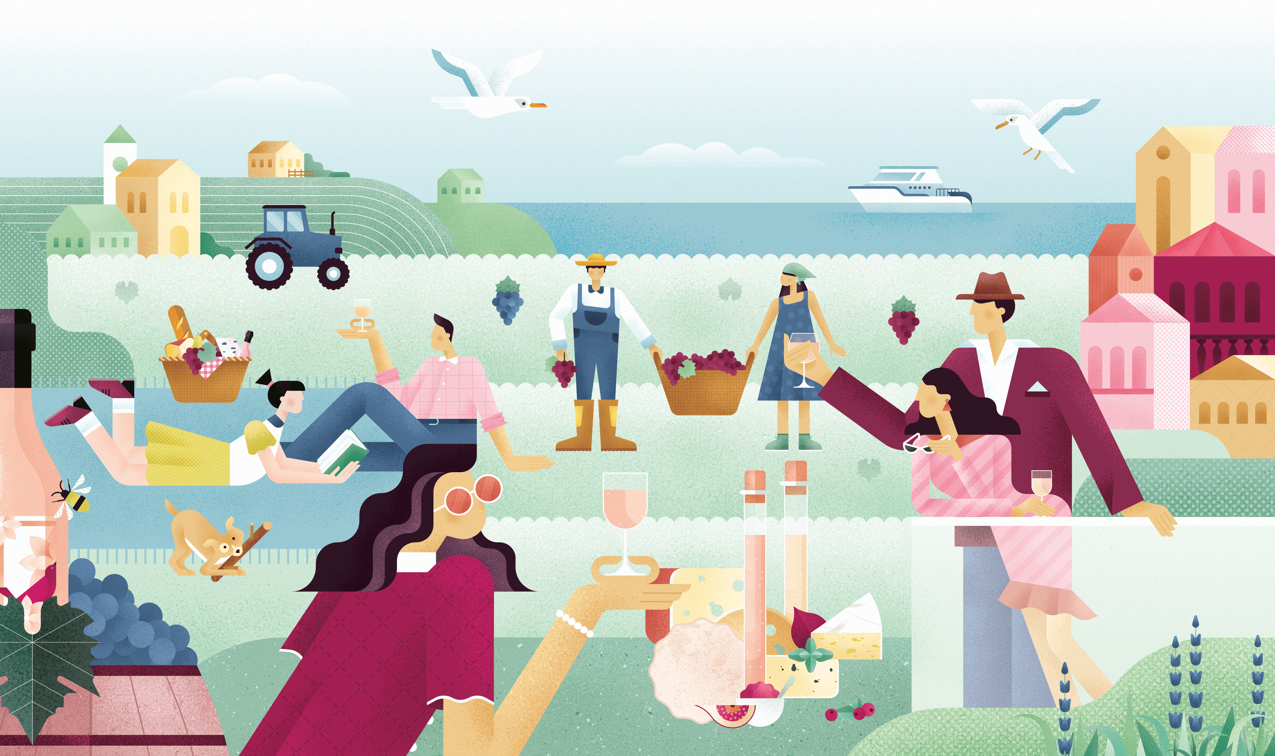 Rose wine affinity designer art artist book illustration character cheese design flat girl graphic design illustration nature rose wine vector wine