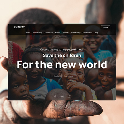 Charity - Website Header Design charity design figma graphic design ui ux webdesign