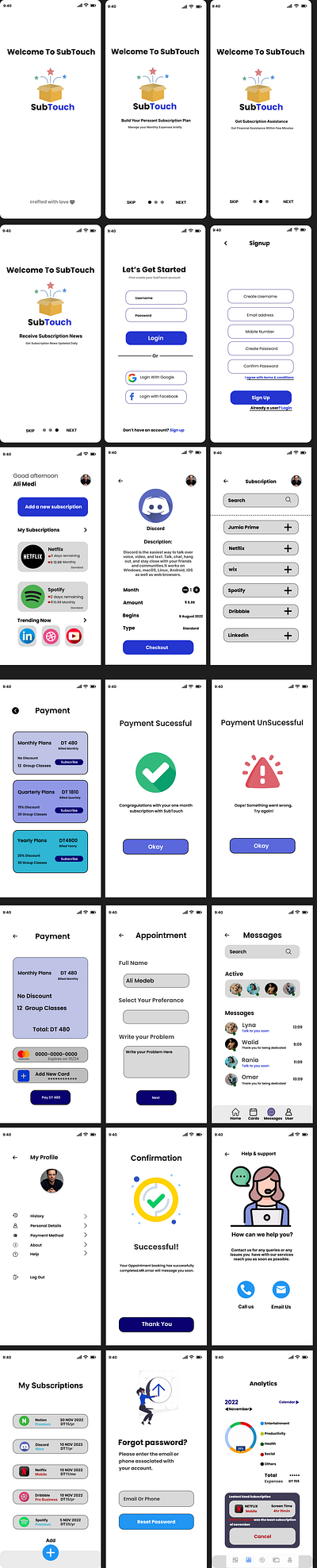 Subscription Managment App Design (mobile app) blue branding green illusration logo ui vector