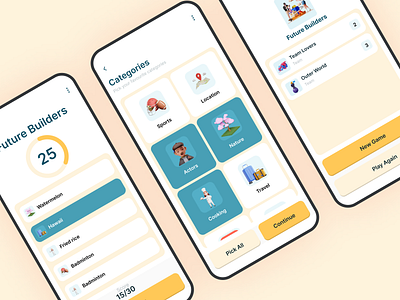 Party game with fast-paced fun app design ui