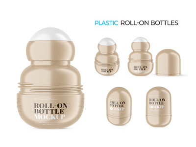 Plastic Roll-On Bottle - PSD Mockup 3d blender 3d bottle cosmetic editable glossy mockup package packaging plastic product psd render roll on smart object template visualization