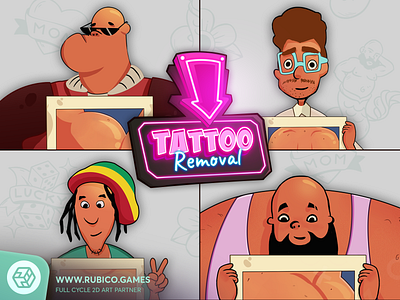 Epic Tattoo Removal characters design gui illustration interface logo punchev rubico tattoogame tattooremove tattoos ui ux