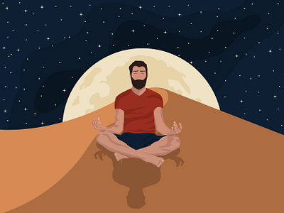 Faceless man illustration style. Man in the desert animation branding character design cold draw to order element faceless graphic design human illustration logo man meditation illustration moon motion graphics sand stars vector vector illustration