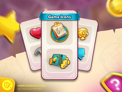 Mystery Match Village- Iconography gui icons illustration interface punchev ui ux