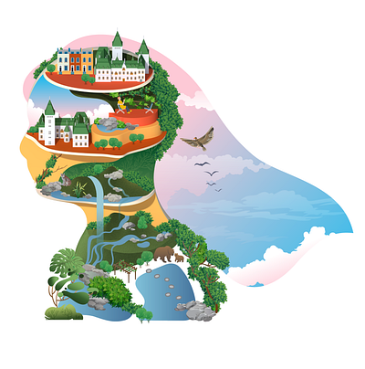 The conservation work animal conservation design head illustration infographic isometric