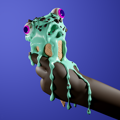 Mint Chocolate Chip DROOP 3d 3d art art direction artwork bitcoin blender blender3d blockchain c4d character cinema4d design digital art ethereum ice cream illustration metaverse nft nft collection pbr