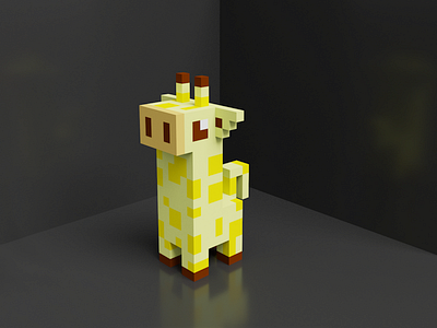 Giraffe Voxel art - Freebie 3d 3dart animal art design giraffe illustration long magicavoxel minimal render ui vector voxel