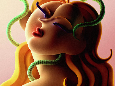 GAL I 3d 3d girl 3d illustration animation c4d cgi character character design design digital art fashion girl illustration redhead snake