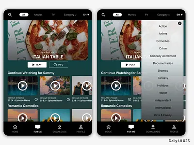 Daily UI 025 - TV App dailyui design movie streaming tablet tv app tv streaming ui