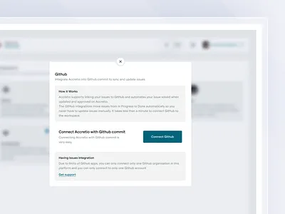 Github Integration Pop-up design integrations issues link minimal product design settings setup ui uidesign uiux user experience design user interface design
