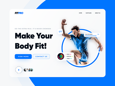 FITPRO Web UI Design app branding clean ui design fitness fitnessrings gym health illustration iosrings logo mobile app mobileui modern ui uiux ux website webui