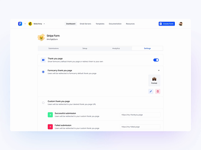 Formcarry ✣ Form Settings clean dashboard dashboard form dashboard settings form form setting formcarry setting settings ui ux