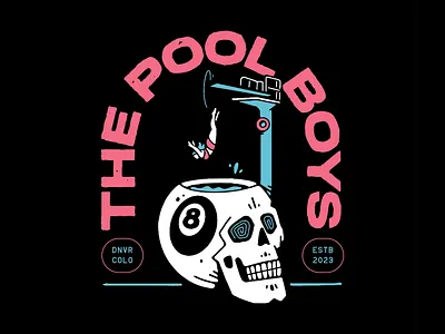 The Pool Boys 8 ball 8 ball graphic diving diving illustration illustration pool graphic pool illustration skull skull graphic skull pool graphic vintage diver vintage diving