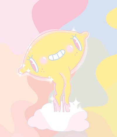 Lemon Gal cute illustration pastel vector