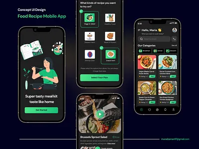 Food Recipe App clean ui cooking dark ui delivery diet diet app food healthy illustration ios app meal mobile app nutrition recipe recipe app restaurant restaurant app trendy design ui design