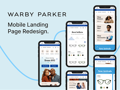 Warby Parker Mobile Landing Page - Redesign e com e com redesign e commerce website glass website glasses minimal mobile responsive mobile ui prototype ui ux warby parker web mobile responsive design website redesign