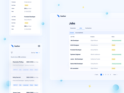 Feather — Job marketplace / Jobs dashboard design filtering job marketplace mobile search tags ui ux web