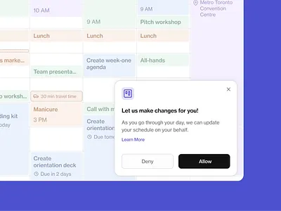 Permission Dialog automation calendar confirmation dialog modal productivity webdesign