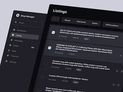 Shop Manager Listings application branding desktop application ecommerce fintech fintech app fintech saas listings management tool product design products saas saas app selling shop shop manager store ui visual identity web application