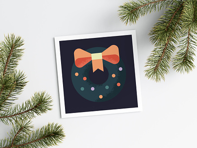 Christmas Card: Wreath card christmas christmas card december flat holidays icon illustration print vector winter wreath xmas