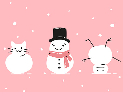 Cute snowman abstract christmas cute design flat geometric illustration pink snowman weird winter