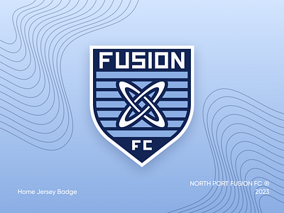 Proposed badge re-design for Fusion FC. academy badge brand branding club design fusion futbol logo modern simple soccer vector