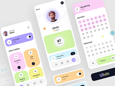 Habit forming mobile app colorful app habit forming app neubrutalism style routine activities app tracking app tracking your activities ui ux mobile app design zinciri kirma mobile app