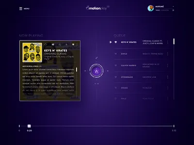 Motion Play v3 - Dvrk Royal - Party Mode affinity designer dark mode design figma media app media player music app music player ui ui design ux ux design web app