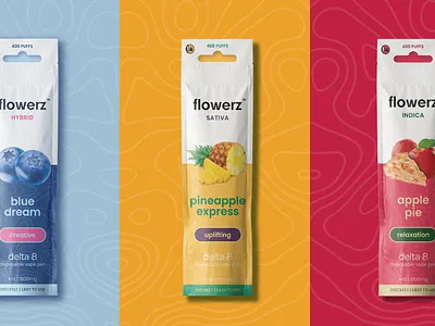 Flowerz vapes brand design brand development branding cannabis consumer goods cpg design fruit graphic design illustration logo logo design minimal packaging wavy