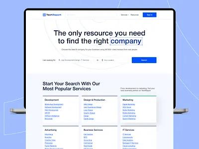 TechReport. Job platform employment find hiring hiring platform job job listing job platform job portal job search landing page minimal platform portal ui ux web app web site work finder