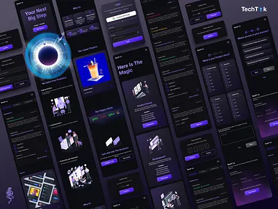 Techtik Website Mobile card dark dashboard design form illustration logo minimal mobile mobile design notification project stepper ui ux vector website